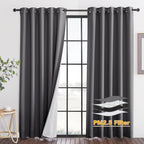 RYB HOME Dustproof Curtains for Large Window, Soundproof Thermal Insulated Blackout Curtains for Sliding Glass Door Furance Office Dorm Bedroom Living Room, Silver Grey, W62 x L95 inch, 2 Panels