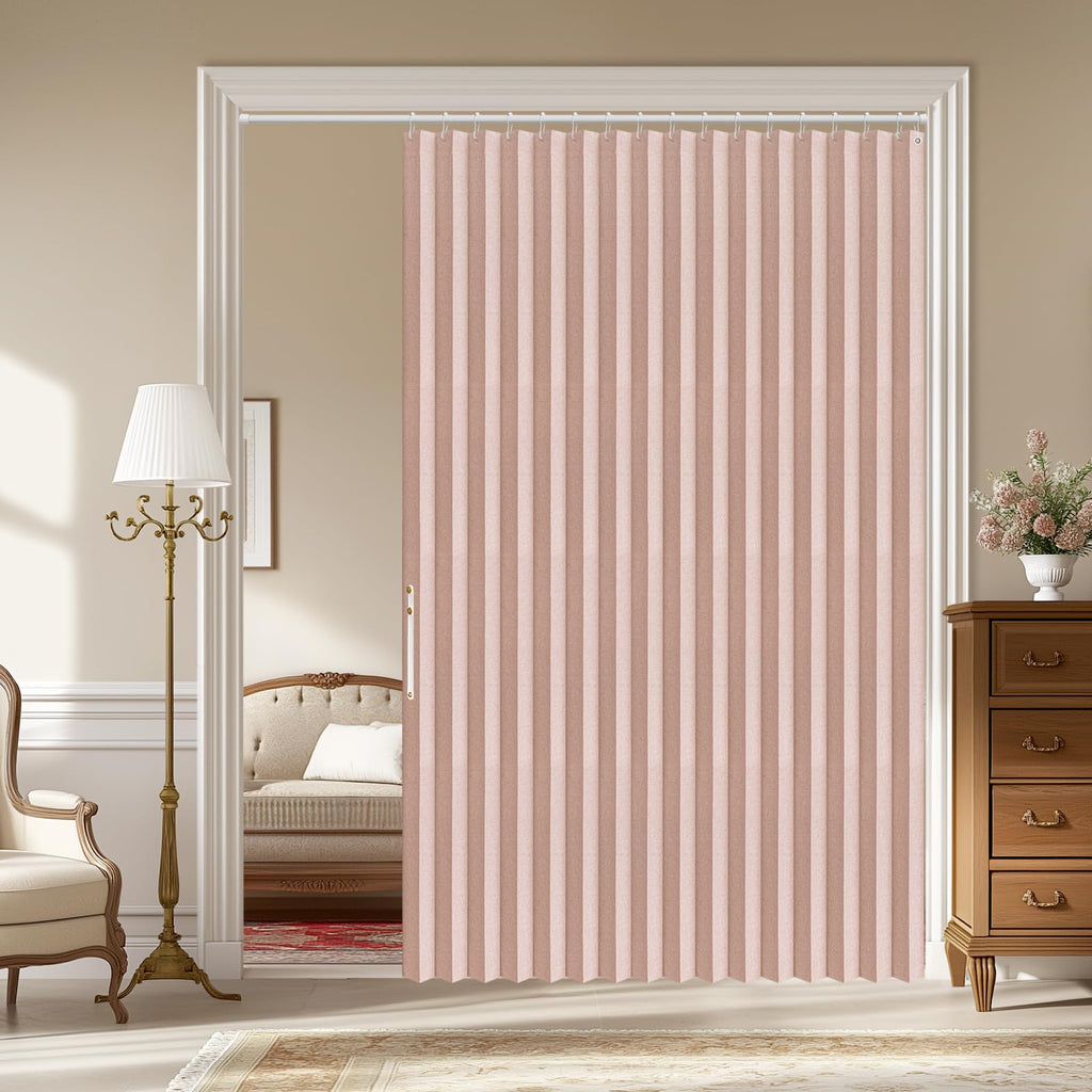 AJAZZ 100% Blackout Accordion Door Magnetic Door Curtain Folding Closet Doors Curtain Invisible Applicable Bedroom Room Living Room Doorway （Grey 42" W x 78" L 1 Panel