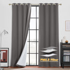 RYB HOME Dustproof Curtains for Large Window, Soundproof Thermal Insulated Blackout Curtains for Sliding Glass Door Furance Office Dorm Bedroom Living Room, Silver Grey, W62 x L95 inch, 2 Panels