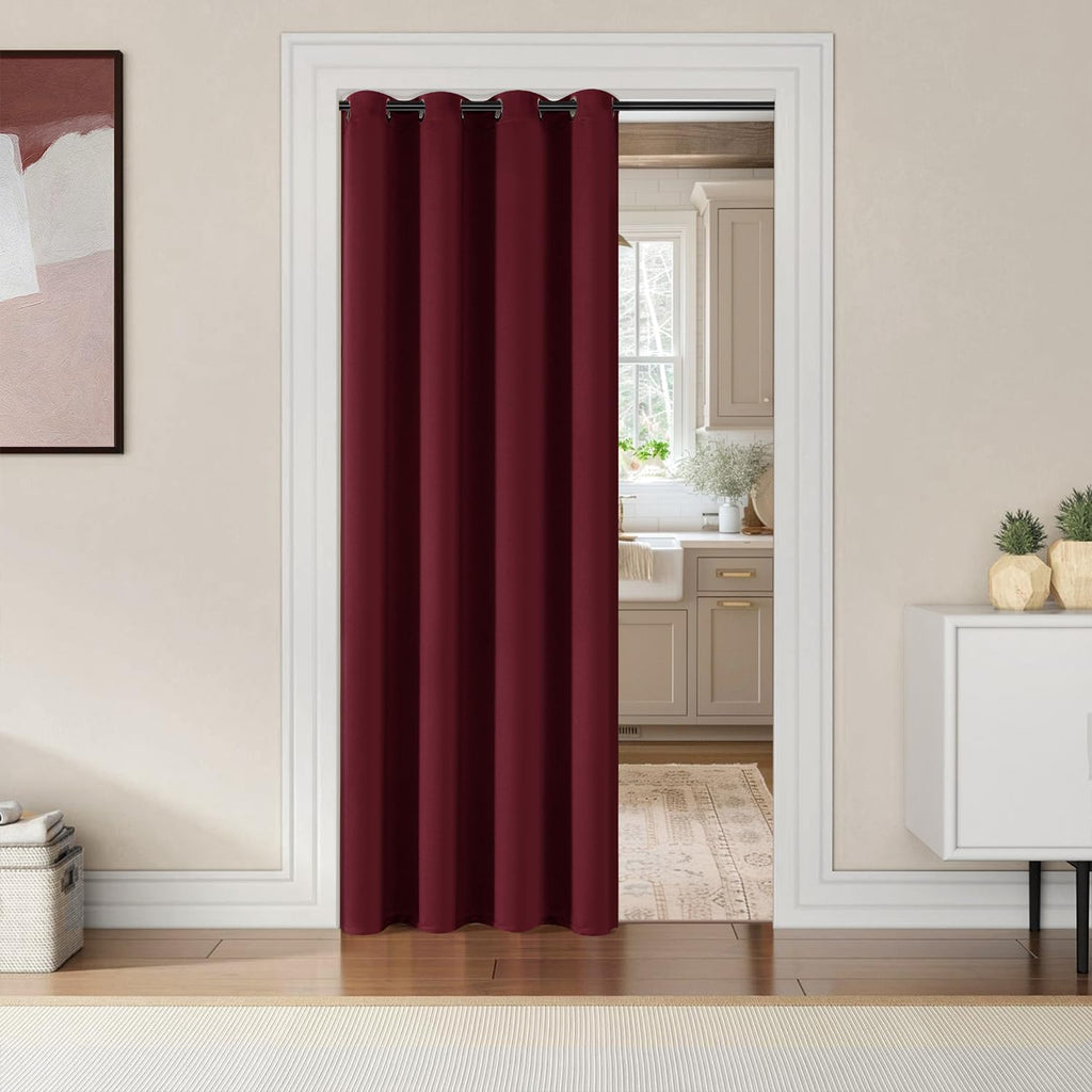 ChrisDowa Blackout Door Curtains for Doorway Privacy, Grommet Closet Curtains for Bedroom Closet Door, Thermal Insulated Temporary Doorway Cover Room Divider Drapes (1 Panel, Dark Grey, 34 x 80 Inch)