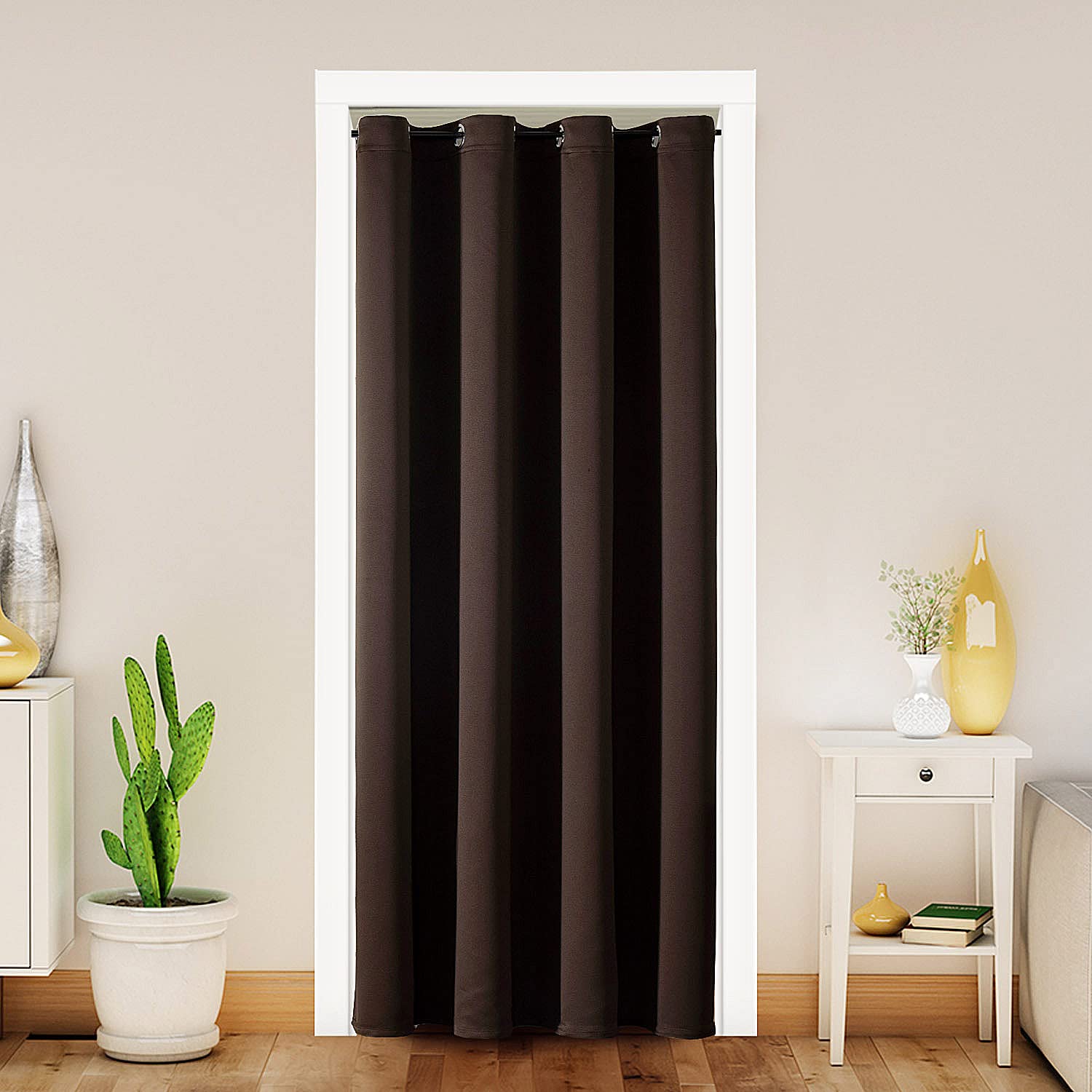 ChrisDowa Blackout Door Curtains for Doorway Privacy, Grommet Closet Curtains for Bedroom Closet Door, Thermal Insulated Temporary Doorway Cover Room Divider Drapes (1 Panel, Dark Grey, 34 x 80 Inch)