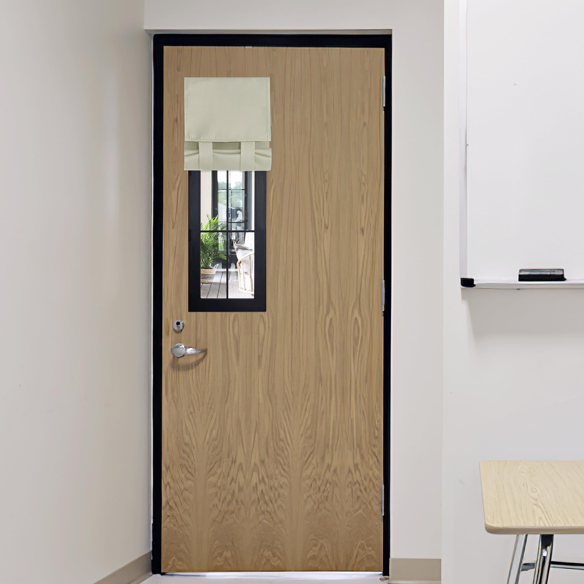 RYB HOME Blackout French Door Curtain - Privacy Thermal Insulated Window Shades for Patio Kitchen Front Entry Back Door Glass Window, Self Adhesive No Drill, 1 Panel, 26" W x 69" L, Black