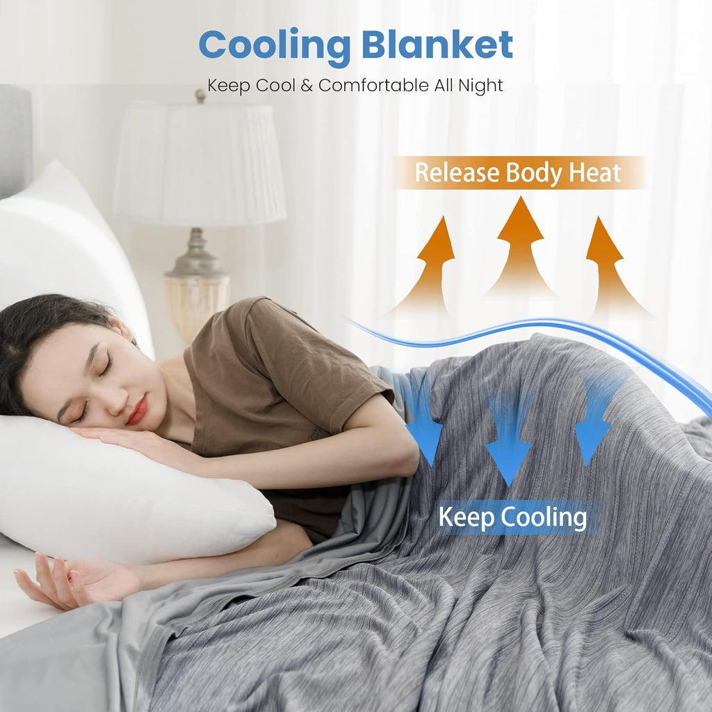 OIGAE Cooling Blanket for Hot Sleepers - Soft & Lightweight Summer Cold Blanket for Night Sweats | Perfect for Bed, Couch, Sofa (Grey, Throw 50" x 70")