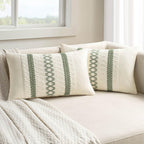 Set of 2 18x18 Inch Sage Green Macrame Woven Boho Farmhouse Pillow Covers Retro Cotton Cushion Cases for Sofa Bed Chair Summer Spring Decor