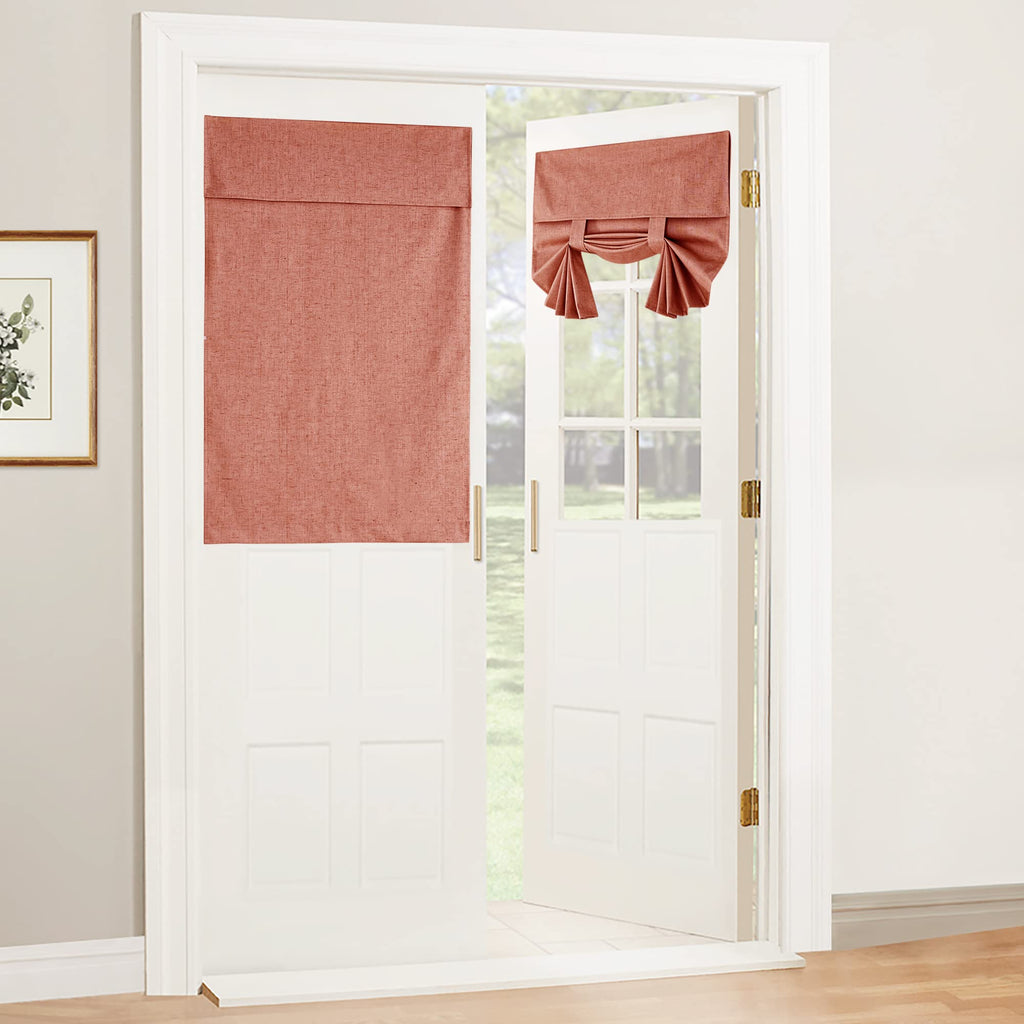 RYB HOME Blackout French Door Curtain - Privacy Thermal Insulated Window Shades for Patio Kitchen Front Entry Back Door Glass Window, Self Adhesive No Drill, 1 Panel, 26" W x 69" L, Black