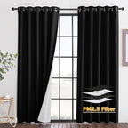 RYB HOME Dustproof Curtains for Large Window, Soundproof Thermal Insulated Blackout Curtains for Sliding Glass Door Furance Office Dorm Bedroom Living Room, Silver Grey, W62 x L95 inch, 2 Panels