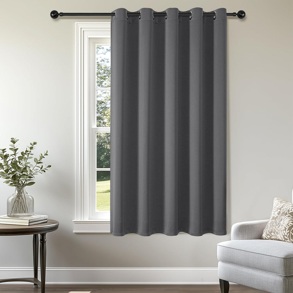ChrisDowa Blackout Door Curtains for Doorway Privacy, Grommet Closet Curtains for Bedroom Closet Door, Thermal Insulated Temporary Doorway Cover Room Divider Drapes (1 Panel, Dark Grey, 34 x 80 Inch)