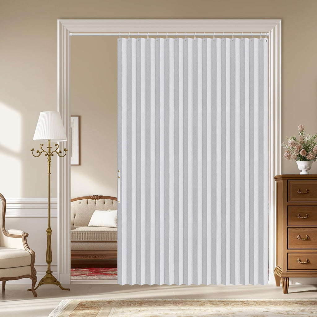 AJAZZ 100% Blackout Accordion Door Magnetic Door Curtain Folding Closet Doors Curtain Invisible Applicable Bedroom Room Living Room Doorway （Grey 42" W x 78" L 1 Panel