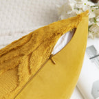 Set of 2 18x18 Inch Mustard Yellow Soft Plush Faux Wool Throw Pillow Covers Farmhouse Boho Decor for Sofa Bed Living Room