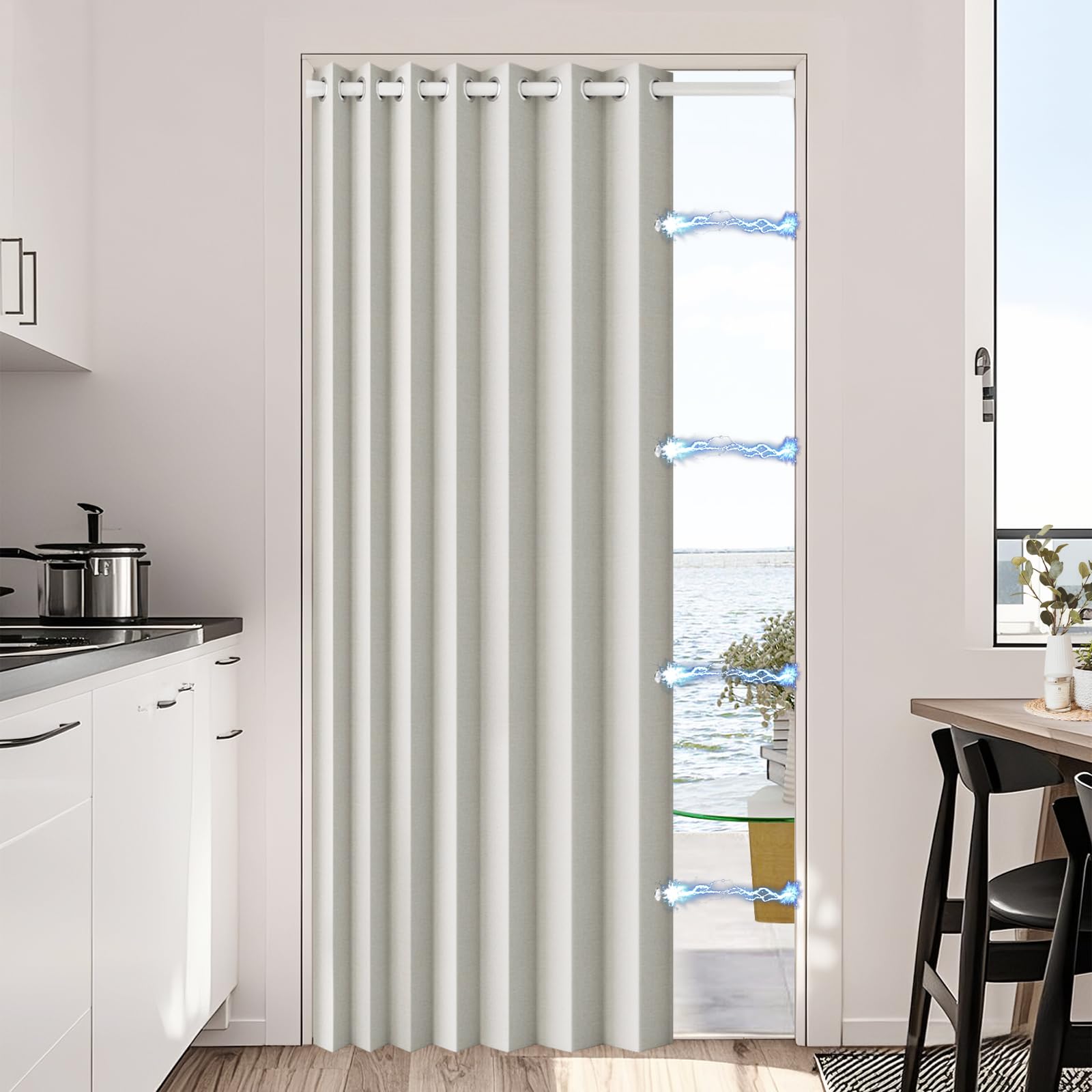 100% Blackout Privacy Door Curtain for Doorway, Magnetic Door Curtain for Closet & Hallway, 1 Panel, W45 x L80, Gray