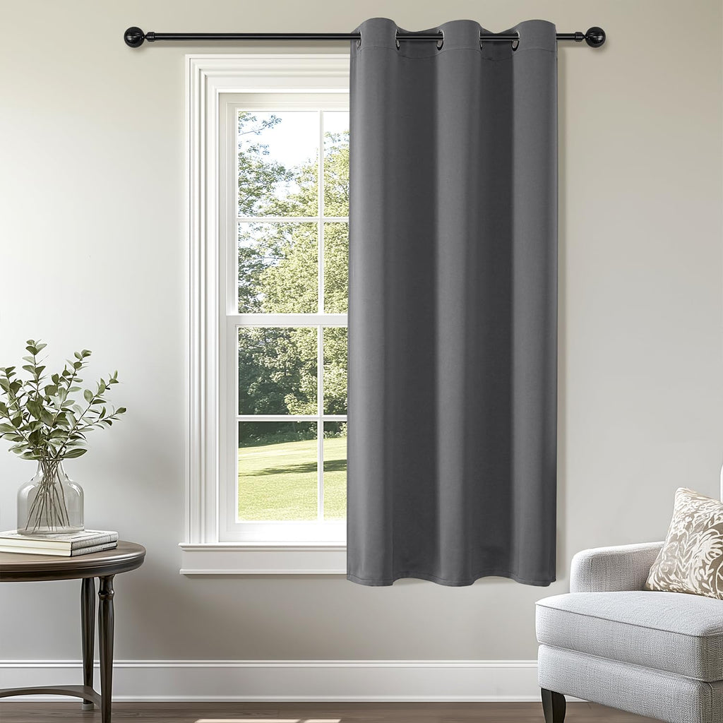 ChrisDowa Blackout Door Curtains for Doorway Privacy, Grommet Closet Curtains for Bedroom Closet Door, Thermal Insulated Temporary Doorway Cover Room Divider Drapes (1 Panel, Dark Grey, 34 x 80 Inch)