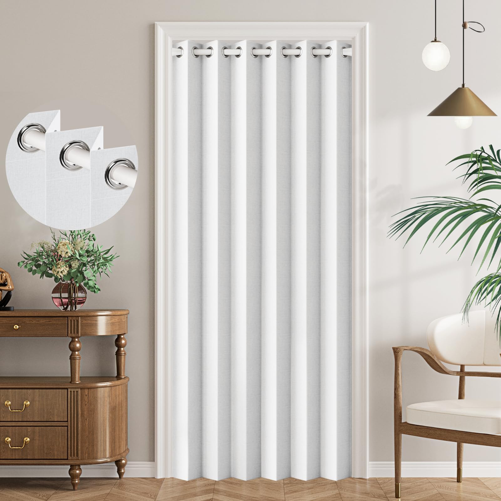100% Blackout Privacy Door Curtain for Doorway, Magnetic Door Curtain for Closet & Hallway, 1 Panel, W45 x L80, Gray