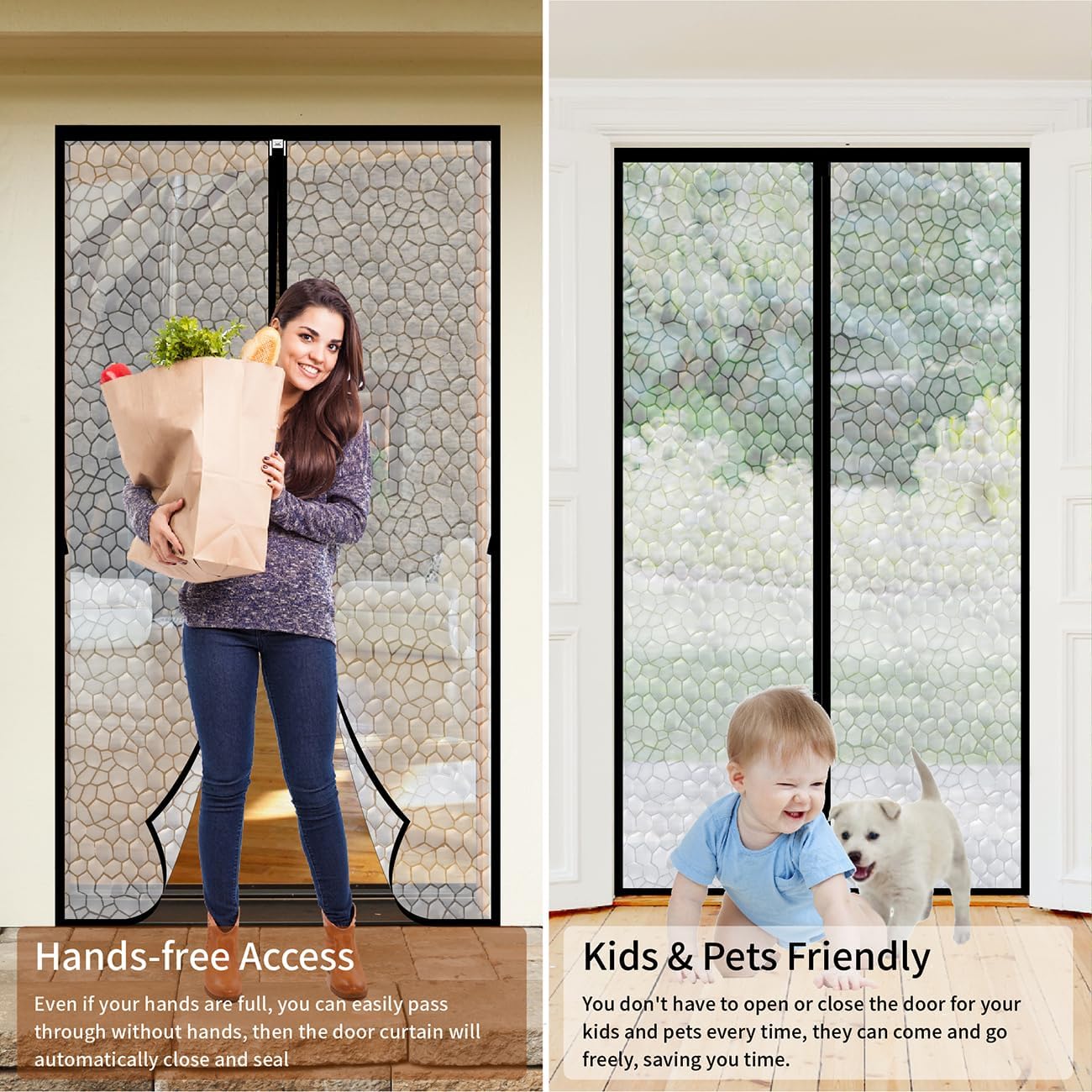 32x80 Inch Transparent Magnetic Thermal Insulated Self-Sealing Door Curtain Warm Winter Cool Summer Pet Kid Friendly