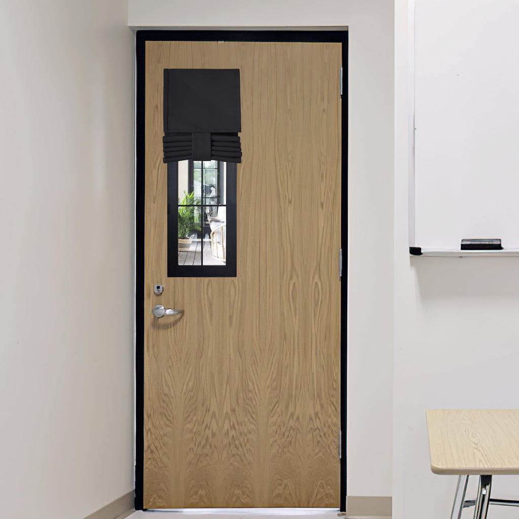 RYB HOME Blackout French Door Curtain - Privacy Thermal Insulated Window Shades for Patio Kitchen Front Entry Back Door Glass Window, Self Adhesive No Drill, 1 Panel, 26" W x 69" L, Black
