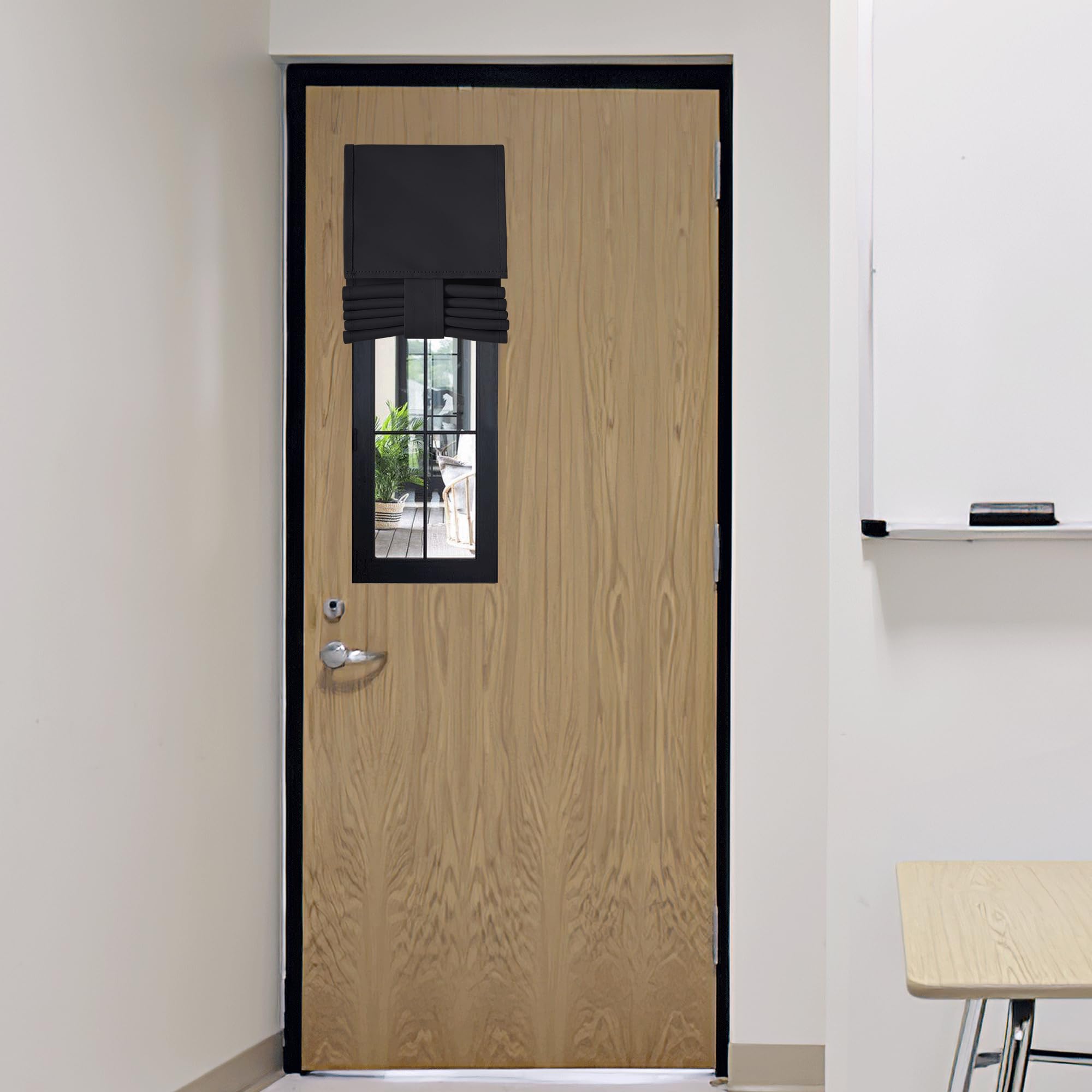 RYB HOME Blackout French Door Curtain - Privacy Thermal Insulated Window Shades for Patio Kitchen Front Entry Back Door Glass Window, Self Adhesive No Drill, 1 Panel, 26" W x 69" L, Black