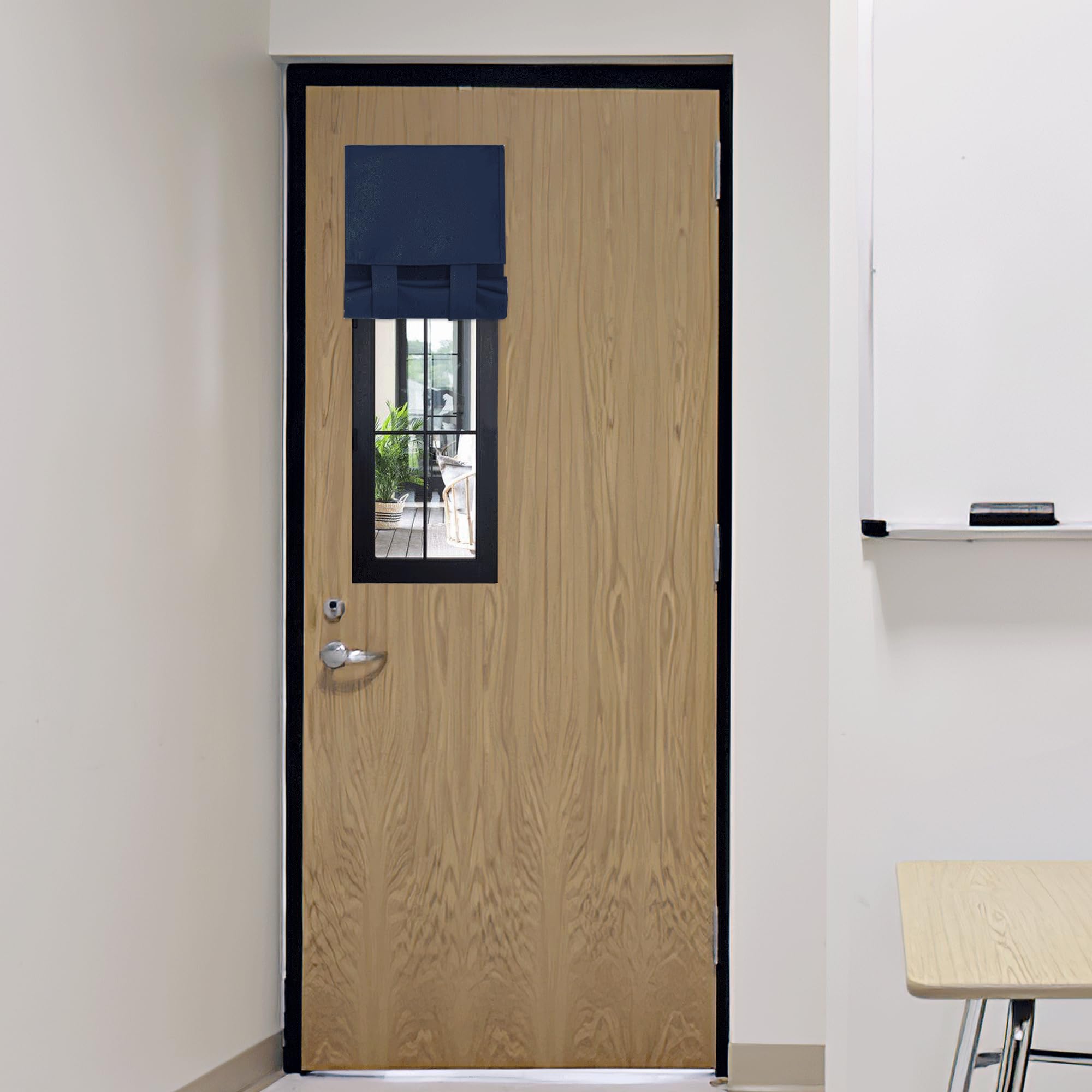RYB HOME Blackout French Door Curtain - Privacy Thermal Insulated Window Shades for Patio Kitchen Front Entry Back Door Glass Window, Self Adhesive No Drill, 1 Panel, 26" W x 69" L, Black