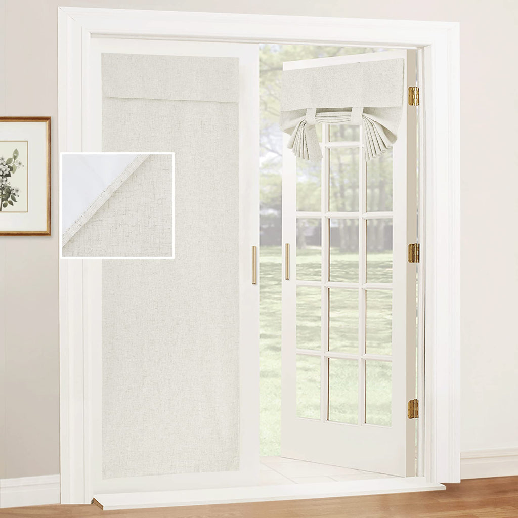 RYB HOME Blackout French Door Curtain - Privacy Thermal Insulated Window Shades for Patio Kitchen Front Entry Back Door Glass Window, Self Adhesive No Drill, 1 Panel, 26" W x 69" L, Black