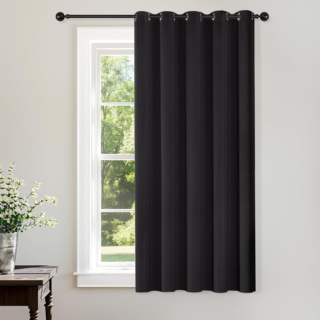 ChrisDowa Blackout Door Curtains for Doorway Privacy, Grommet Closet Curtains for Bedroom Closet Door, Thermal Insulated Temporary Doorway Cover Room Divider Drapes (1 Panel, Dark Grey, 34 x 80 Inch)