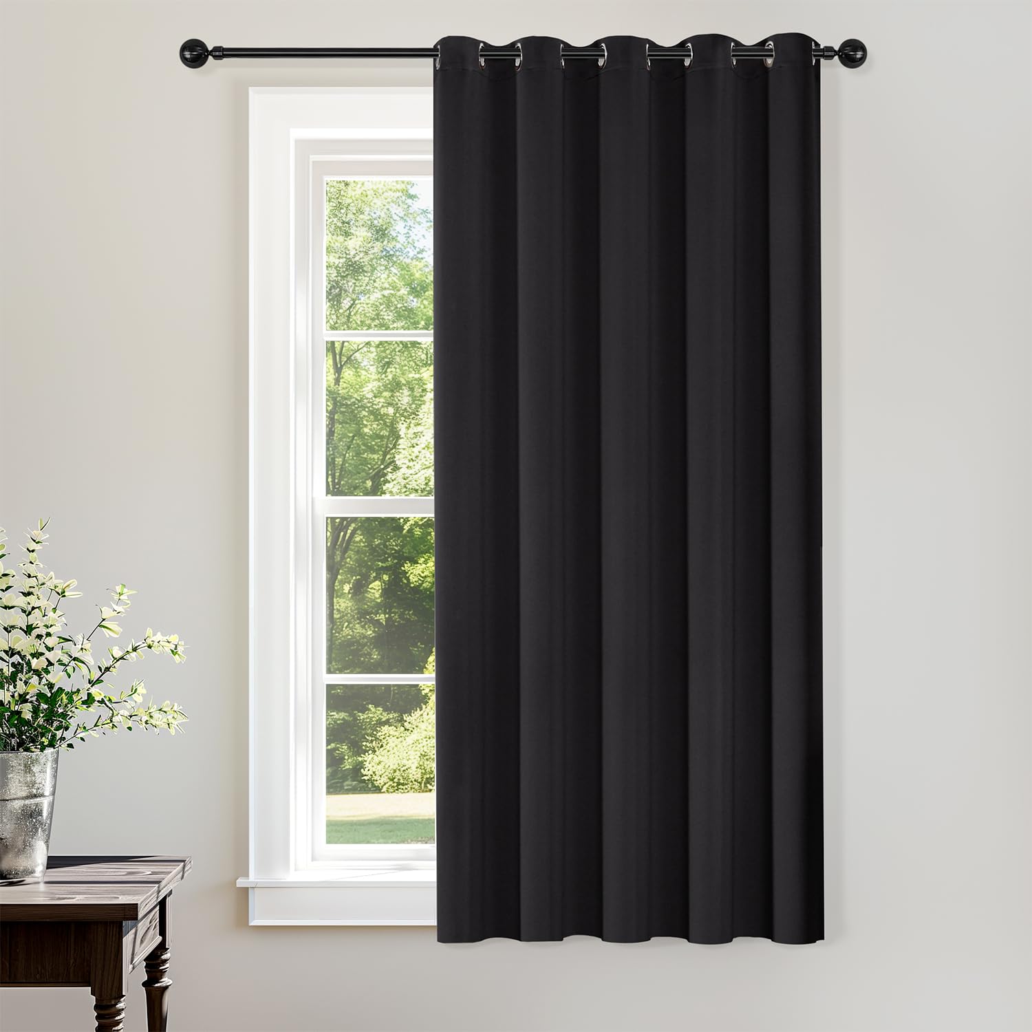 ChrisDowa Blackout Door Curtains for Doorway Privacy, Grommet Closet Curtains for Bedroom Closet Door, Thermal Insulated Temporary Doorway Cover Room Divider Drapes (1 Panel, Dark Grey, 34 x 80 Inch)