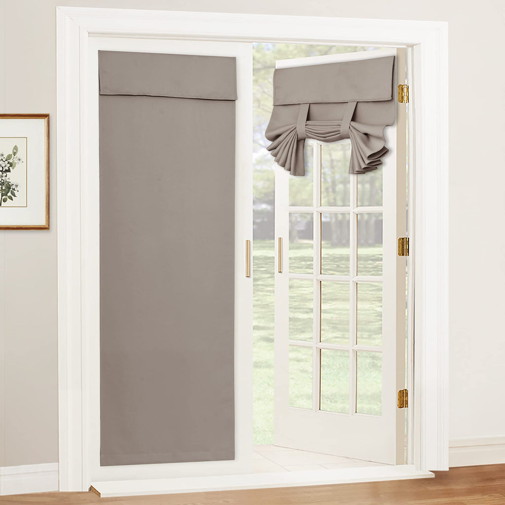 RYB HOME Blackout French Door Curtain - Privacy Thermal Insulated Window Shades for Patio Kitchen Front Entry Back Door Glass Window, Self Adhesive No Drill, 1 Panel, 26" W x 69" L, Black