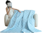 SheRest Lightweight & Breathable Summer Throw Blanket for the AC Room, Couch, or Nap Time, Soft and Portable Cooling Blanket for Hot Sleepers and Night Sweats (Blue, Twin)