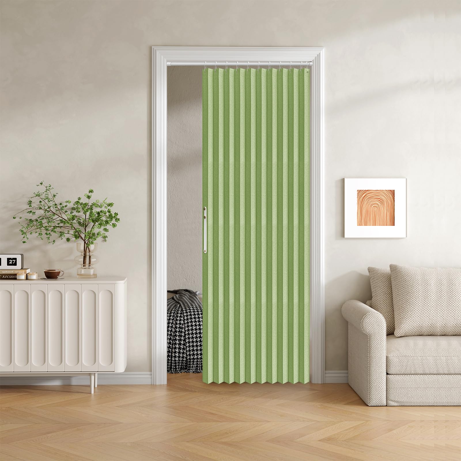 Jilron 100% Blackout Fabric Folding Door Curtain with Magnetic Closure - Accordion Style for Sliding Doors, Closets,Wardrobe and Temporary Door Solutions Doorway Curtains（W42 x L78, Black，1 Panel）