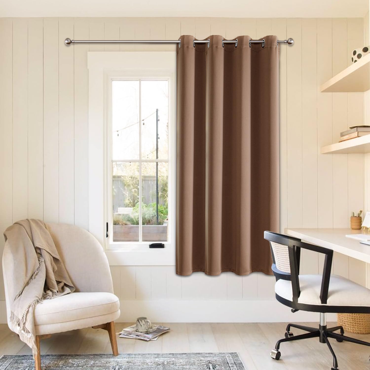 ChrisDowa Blackout Door Curtains for Doorway Privacy, Grommet Closet Curtains for Bedroom Closet Door, Thermal Insulated Temporary Doorway Cover Room Divider Drapes (1 Panel, Dark Grey, 34 x 80 Inch)