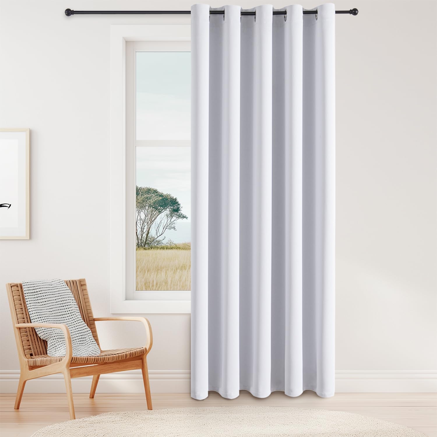 ChrisDowa Blackout Door Curtains for Doorway Privacy, Grommet Closet Curtains for Bedroom Closet Door, Thermal Insulated Temporary Doorway Cover Room Divider Drapes (1 Panel, Dark Grey, 34 x 80 Inch)