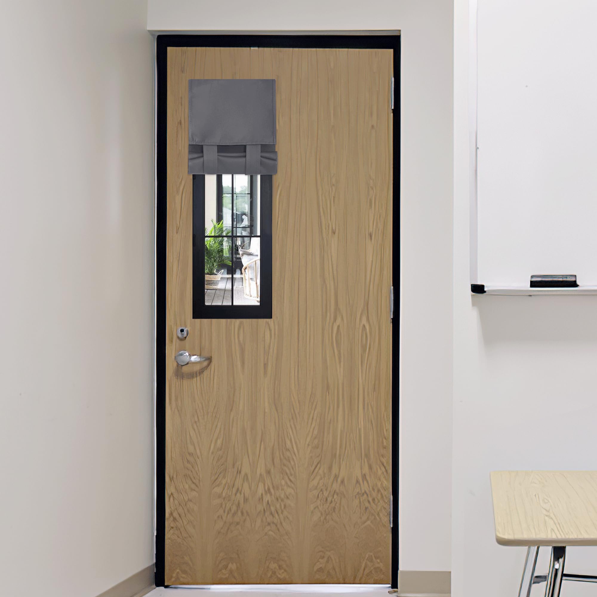 RYB HOME Blackout French Door Curtain - Privacy Thermal Insulated Window Shades for Patio Kitchen Front Entry Back Door Glass Window, Self Adhesive No Drill, 1 Panel, 26" W x 69" L, Black