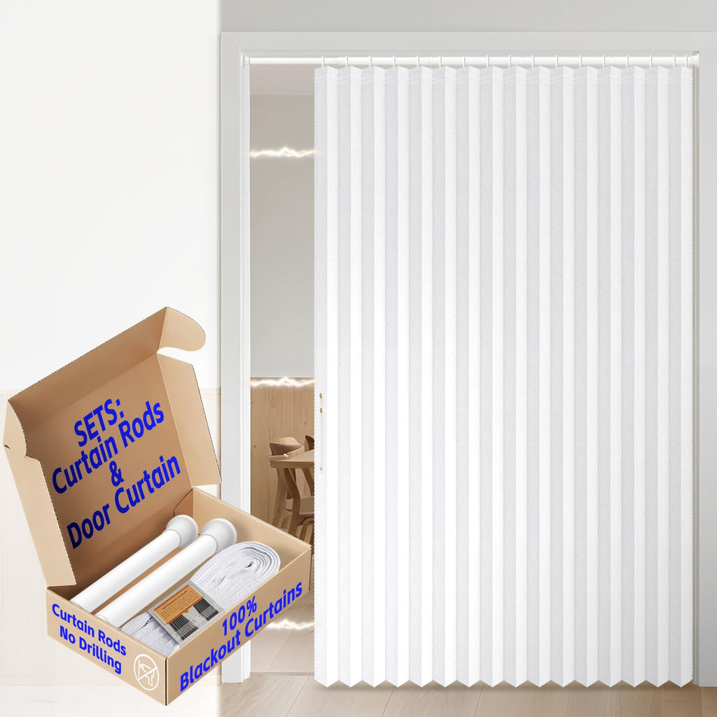 AJAZZ 100% Blackout Accordion Door Magnetic Door Curtain Folding Closet Doors Curtain Invisible Applicable Bedroom Room Living Room Doorway （Grey 42" W x 78" L 1 Panel