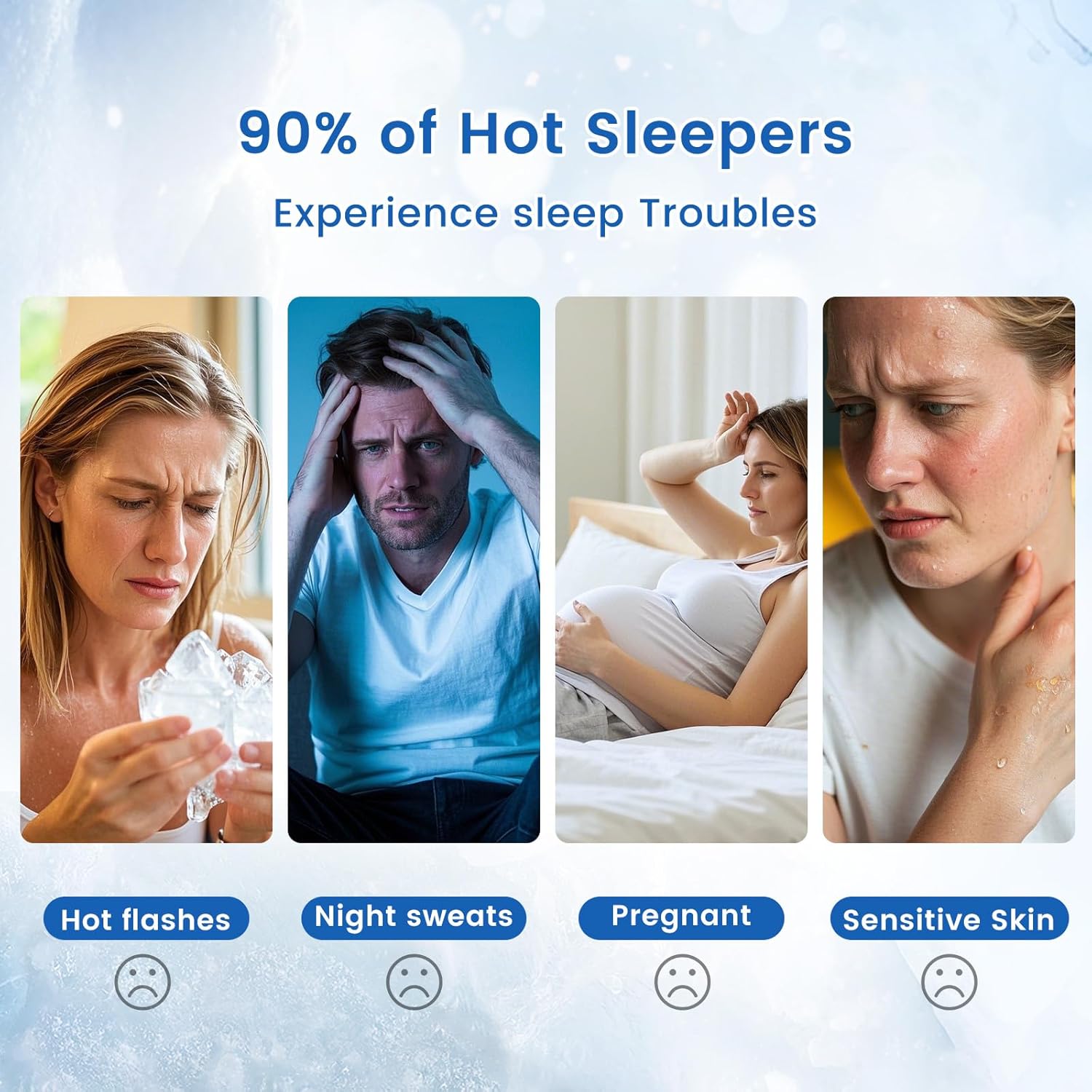 PHF Double Cooling Blanket for Hot Sleepers Queen Size, Arc-Chill Q-Max>0.5 with Double Cooling, Lightweight Summer Blanket Absorbs Heat to Keep Cool All Night for Night Sweats (Ice Blue, 90''x90'')
