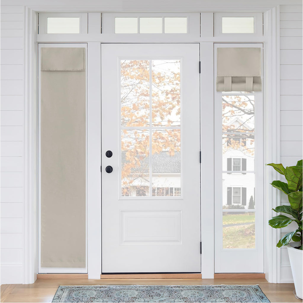 RYB HOME Blackout French Door Curtain - Privacy Thermal Insulated Window Shades for Patio Kitchen Front Entry Back Door Glass Window, Self Adhesive No Drill, 1 Panel, 26" W x 69" L, Black