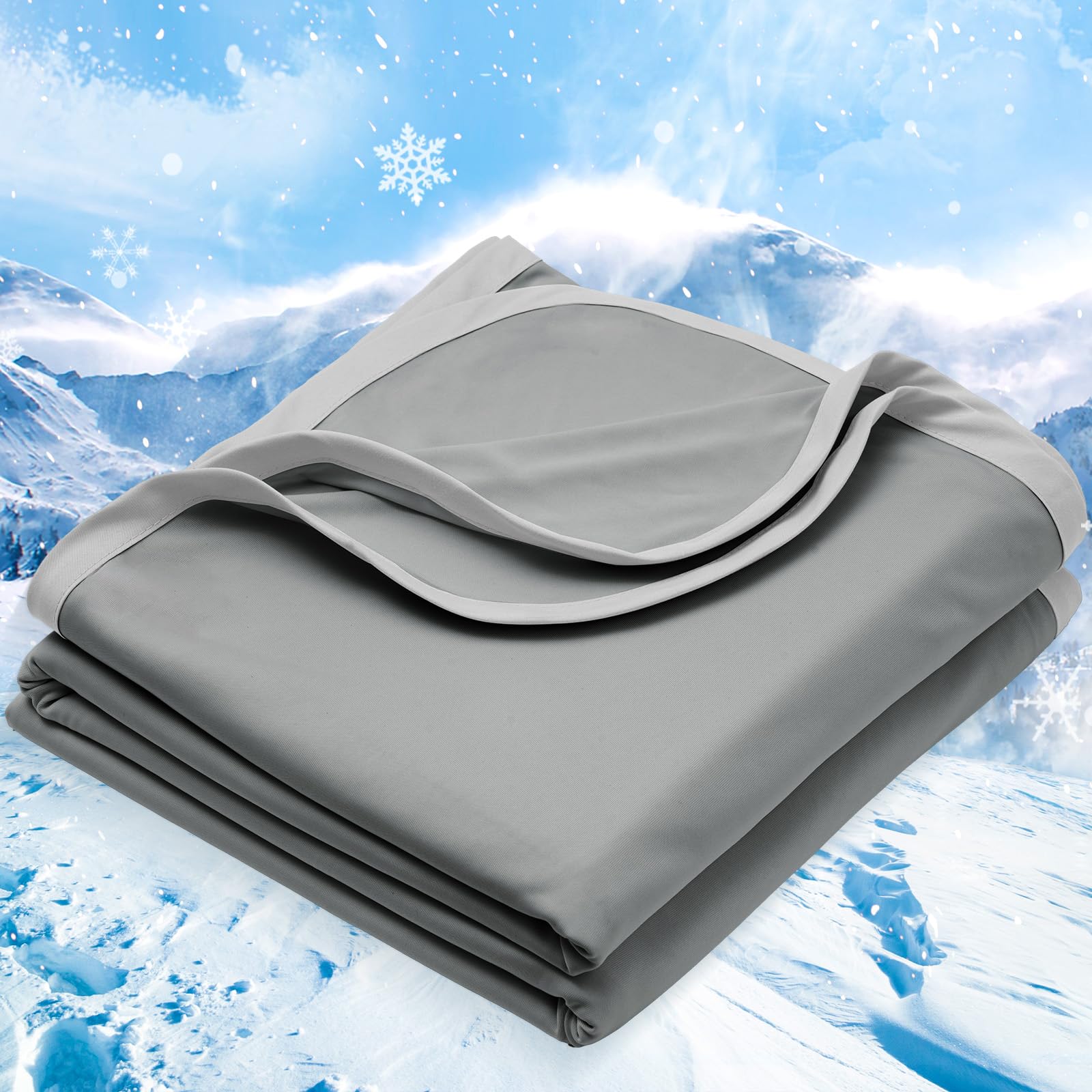 PHF Double Cooling Blanket for Hot Sleepers Queen Size, Arc-Chill Q-Max>0.5 with Double Cooling, Lightweight Summer Blanket Absorbs Heat to Keep Cool All Night for Night Sweats (Ice Blue, 90''x90'')