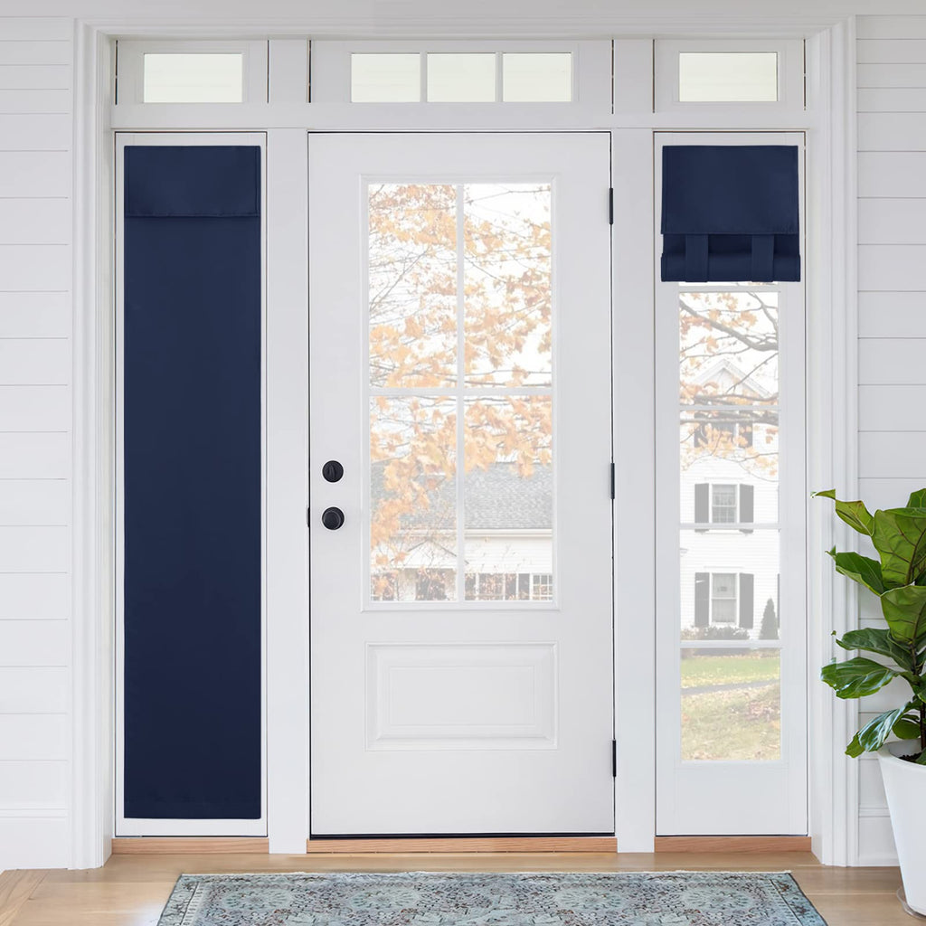 RYB HOME Blackout French Door Curtain - Privacy Thermal Insulated Window Shades for Patio Kitchen Front Entry Back Door Glass Window, Self Adhesive No Drill, 1 Panel, 26" W x 69" L, Black