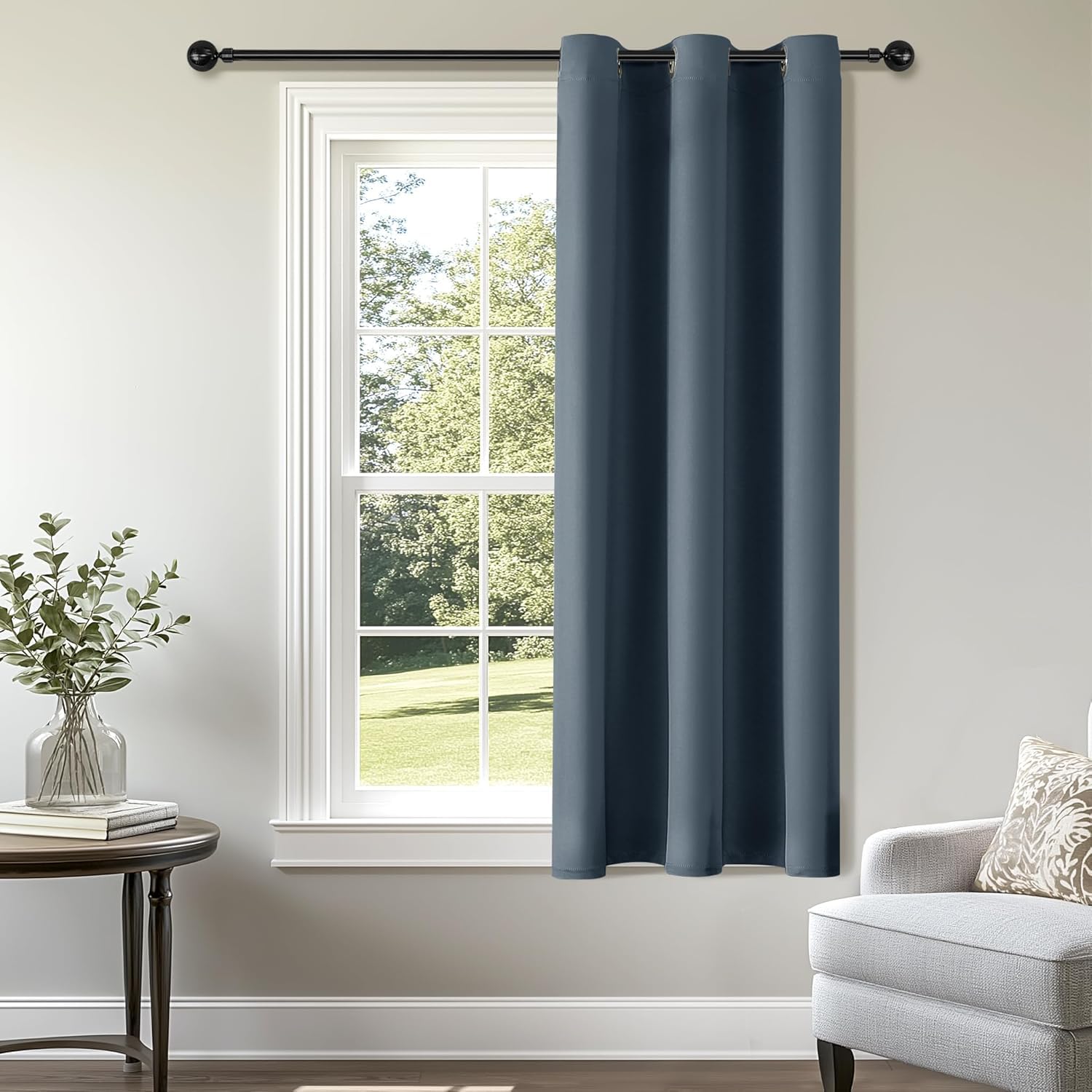 ChrisDowa Blackout Door Curtains for Doorway Privacy, Grommet Closet Curtains for Bedroom Closet Door, Thermal Insulated Temporary Doorway Cover Room Divider Drapes (1 Panel, Dark Grey, 34 x 80 Inch)