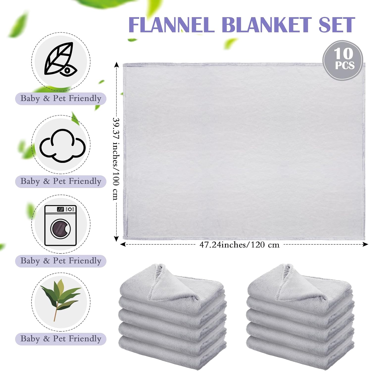 Breling 10 Pcs Cot Blanket Toddler Daycare Nap Blanket for Kids 39 x 47 Inch Fleece Baby Warm Fluffy Cozy Rest Time Supplies for Classroom, Preschool, Daycare or Nursery(Dark Gray)