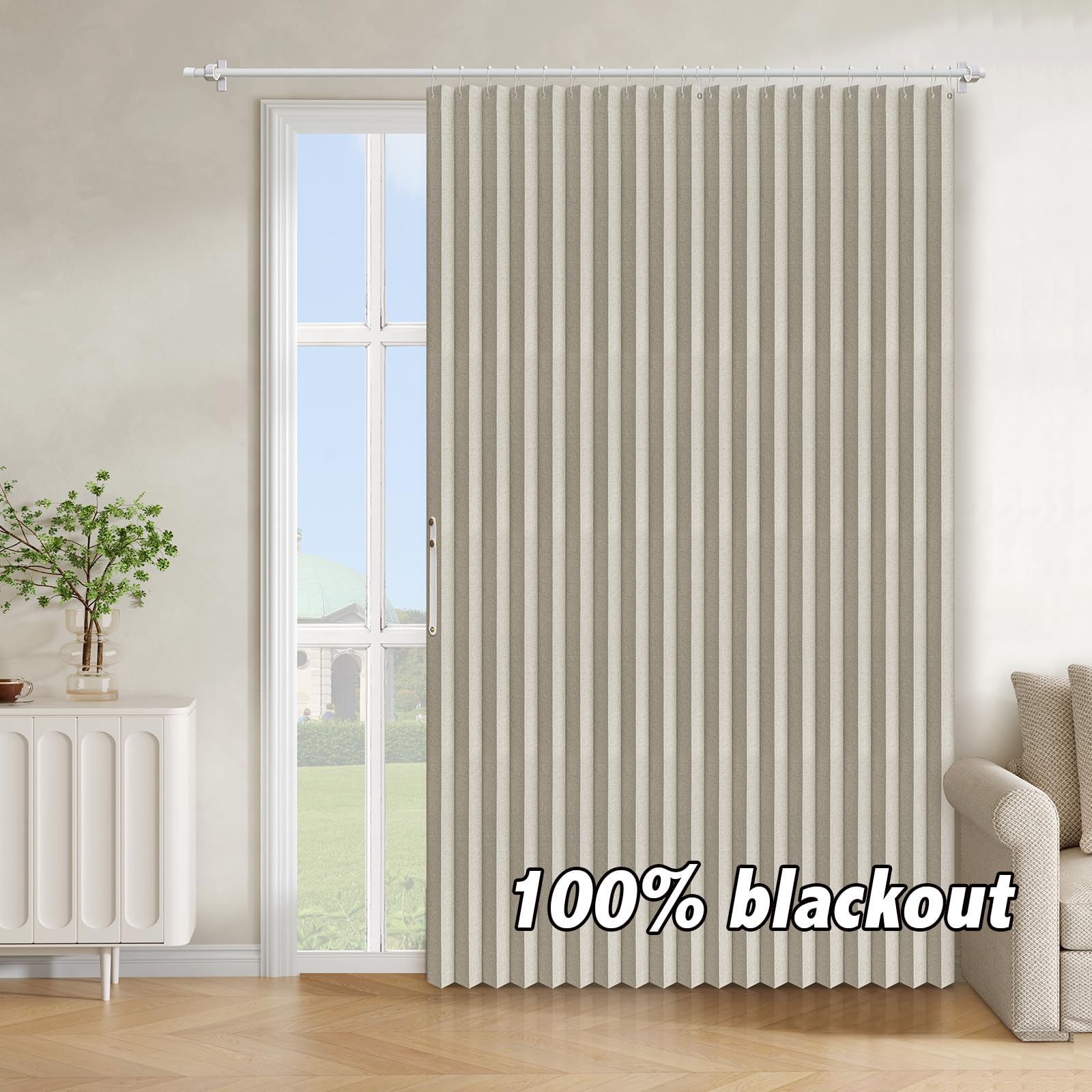 AJAZZ 100% Blackout Accordion Door Magnetic Door Curtain Folding Closet Doors Curtain Invisible Applicable Bedroom Room Living Room Doorway （Grey 42" W x 78" L 1 Panel