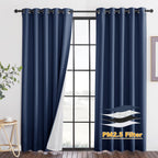 RYB HOME Dustproof Curtains for Large Window, Soundproof Thermal Insulated Blackout Curtains for Sliding Glass Door Furance Office Dorm Bedroom Living Room, Silver Grey, W62 x L95 inch, 2 Panels