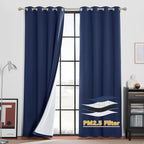 RYB HOME Dustproof Curtains for Large Window, Soundproof Thermal Insulated Blackout Curtains for Sliding Glass Door Furance Office Dorm Bedroom Living Room, Silver Grey, W62 x L95 inch, 2 Panels