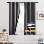 RYB HOME Dustproof Curtains for Large Window, Soundproof Thermal Insulated Blackout Curtains for Sliding Glass Door Furance Office Dorm Bedroom Living Room, Silver Grey, W62 x L95 inch, 2 Panels