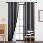 RYB HOME Dustproof Curtains for Large Window, Soundproof Thermal Insulated Blackout Curtains for Sliding Glass Door Furance Office Dorm Bedroom Living Room, Silver Grey, W62 x L95 inch, 2 Panels