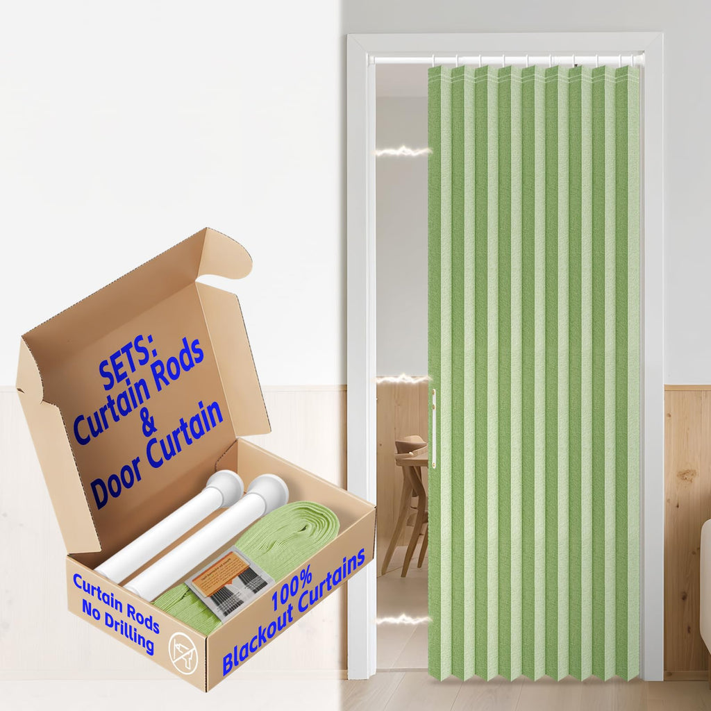 AJAZZ 100% Blackout Accordion Door Magnetic Door Curtain Folding Closet Doors Curtain Invisible Applicable Bedroom Room Living Room Doorway （Grey 42" W x 78" L 1 Panel