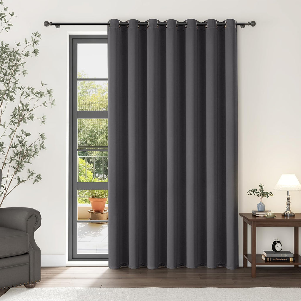ChrisDowa Blackout Door Curtains for Doorway Privacy, Grommet Closet Curtains for Bedroom Closet Door, Thermal Insulated Temporary Doorway Cover Room Divider Drapes (1 Panel, Dark Grey, 34 x 80 Inch)