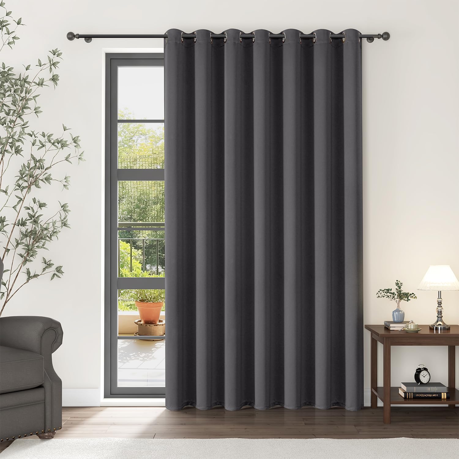 ChrisDowa Blackout Door Curtains for Doorway Privacy, Grommet Closet Curtains for Bedroom Closet Door, Thermal Insulated Temporary Doorway Cover Room Divider Drapes (1 Panel, Dark Grey, 34 x 80 Inch)