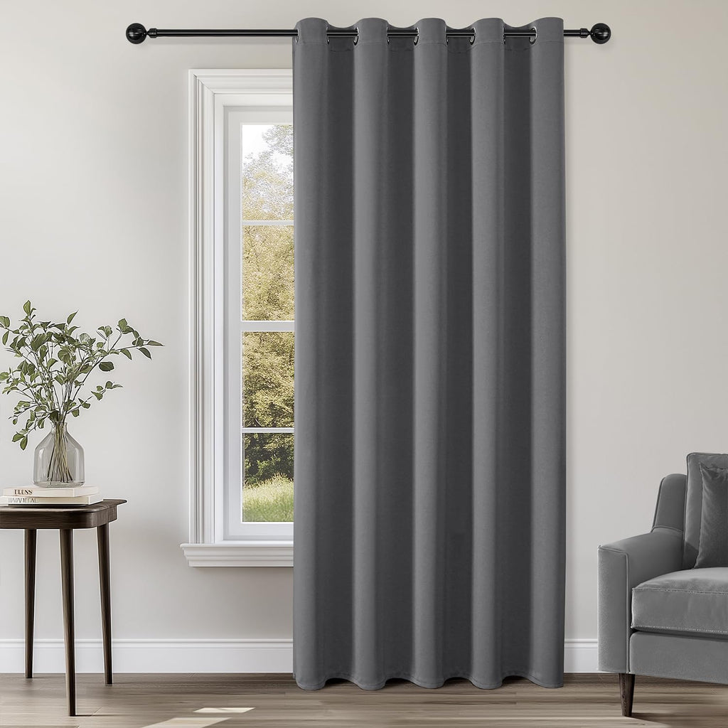 ChrisDowa Blackout Door Curtains for Doorway Privacy, Grommet Closet Curtains for Bedroom Closet Door, Thermal Insulated Temporary Doorway Cover Room Divider Drapes (1 Panel, Dark Grey, 34 x 80 Inch)