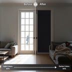 RYB HOME Blackout French Door Curtain - Privacy Thermal Insulated Window Shades for Patio Kitchen Front Entry Back Door Glass Window, Self Adhesive No Drill, 1 Panel, 26" W x 69" L, Black