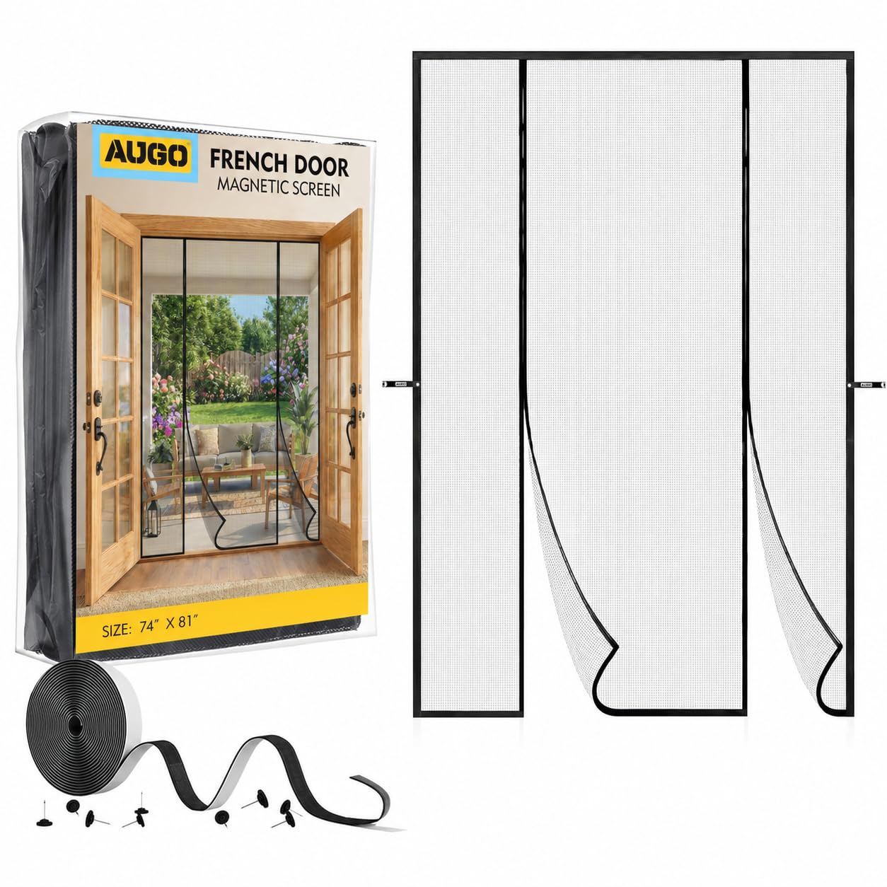 AUGO Magnetic Thermal Insulated Door Curtain - Transparent EVA Door Cover for Winter- Keeps Warm Air in and Cold Air Out - Home Winterizing Products - Patent Pending Keep Open Feature - 38 x 83 Inch