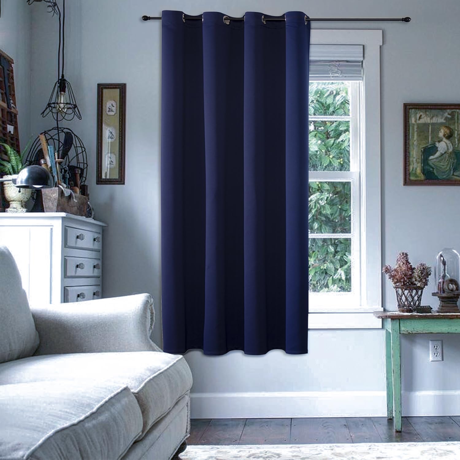 ChrisDowa Blackout Door Curtains for Doorway Privacy, Grommet Closet Curtains for Bedroom Closet Door, Thermal Insulated Temporary Doorway Cover Room Divider Drapes (1 Panel, Dark Grey, 34 x 80 Inch)
