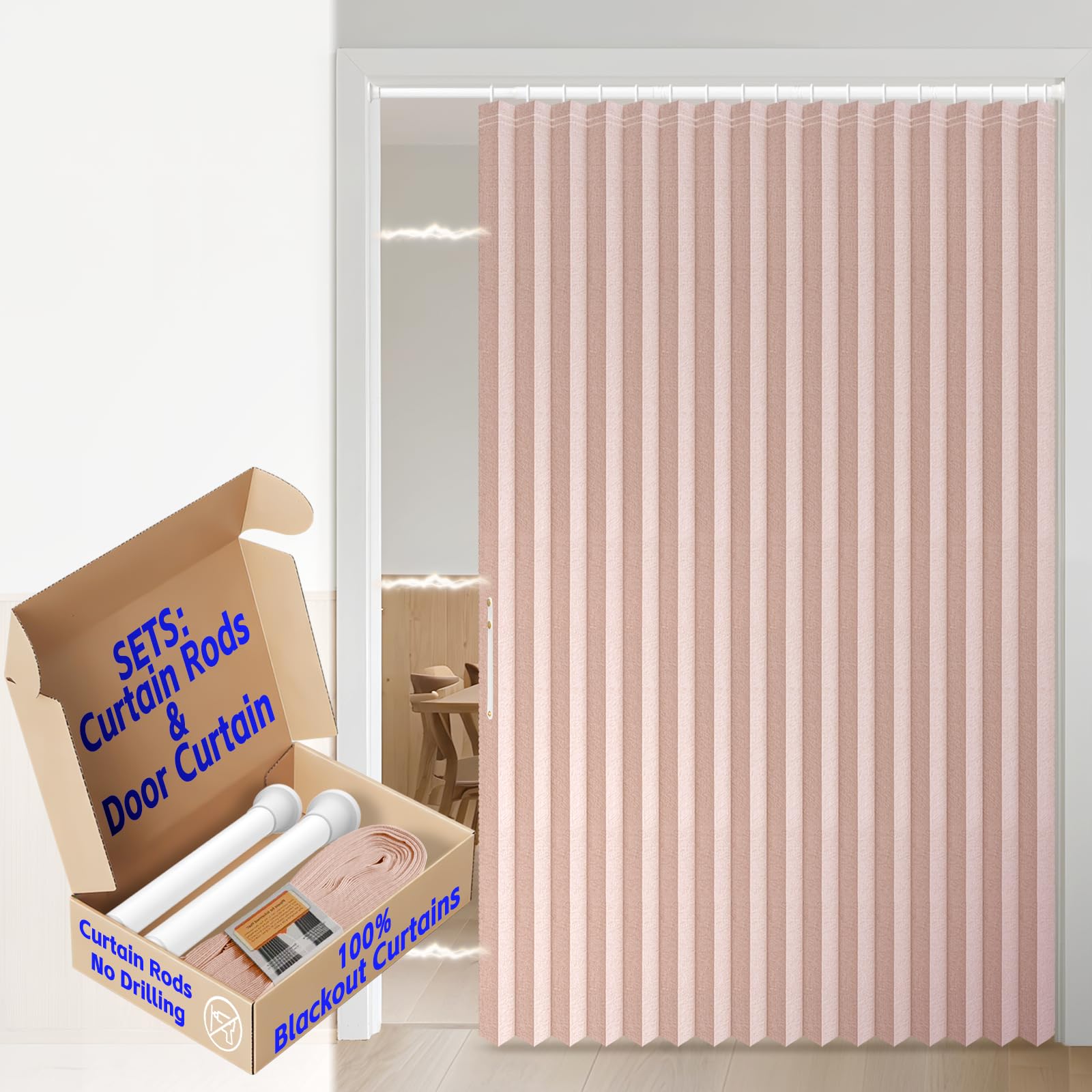 AJAZZ 100% Blackout Accordion Door Magnetic Door Curtain Folding Closet Doors Curtain Invisible Applicable Bedroom Room Living Room Doorway （Grey 42" W x 78" L 1 Panel
