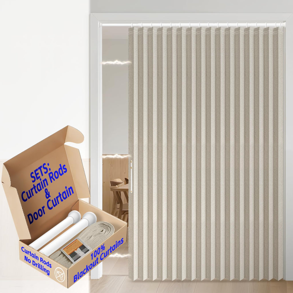 AJAZZ 100% Blackout Accordion Door Magnetic Door Curtain Folding Closet Doors Curtain Invisible Applicable Bedroom Room Living Room Doorway （Grey 42" W x 78" L 1 Panel